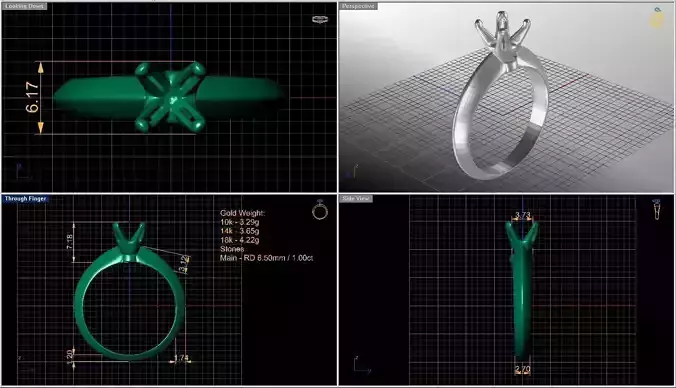 Solitaire diamond ring  STL-3DM-12 renders-on hand render