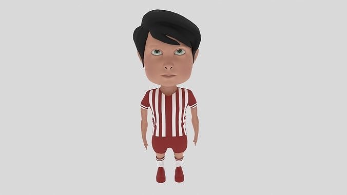 Cartoon Footballer Low-poly 3D model