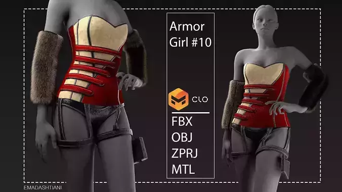 ArmorGirl10  MarvelousDesigner CLO3D ZPRJ FBX OBJ MTL