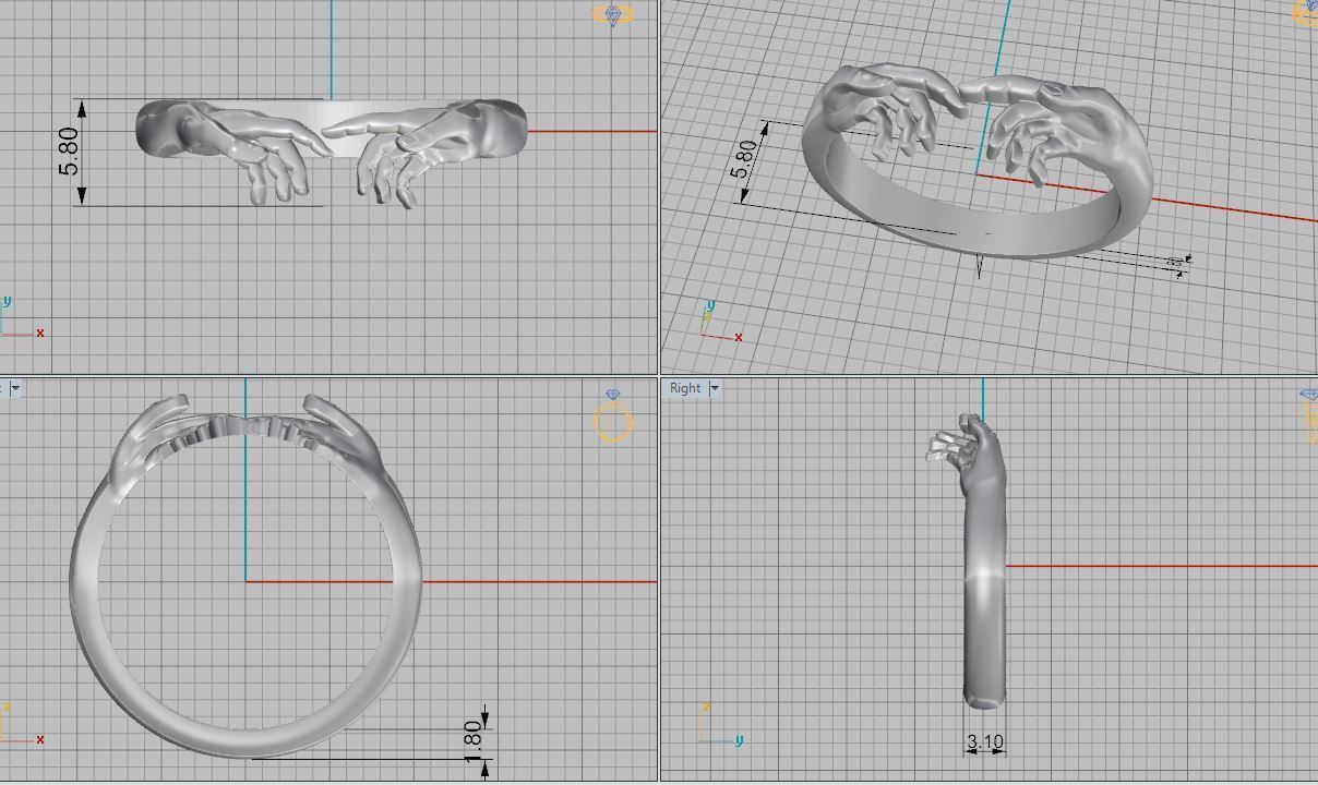 Hug ring hands 3D print model_7