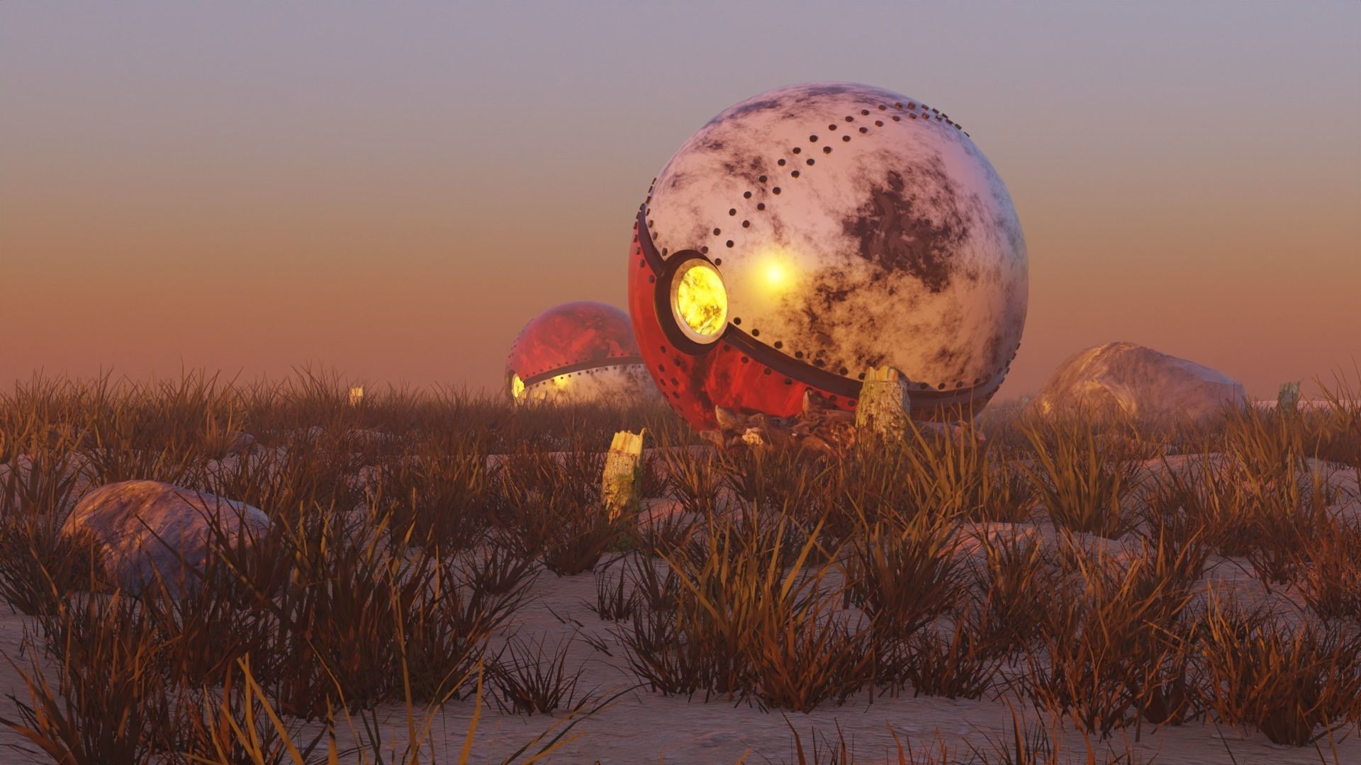 Broken Pokeball 3D model_2