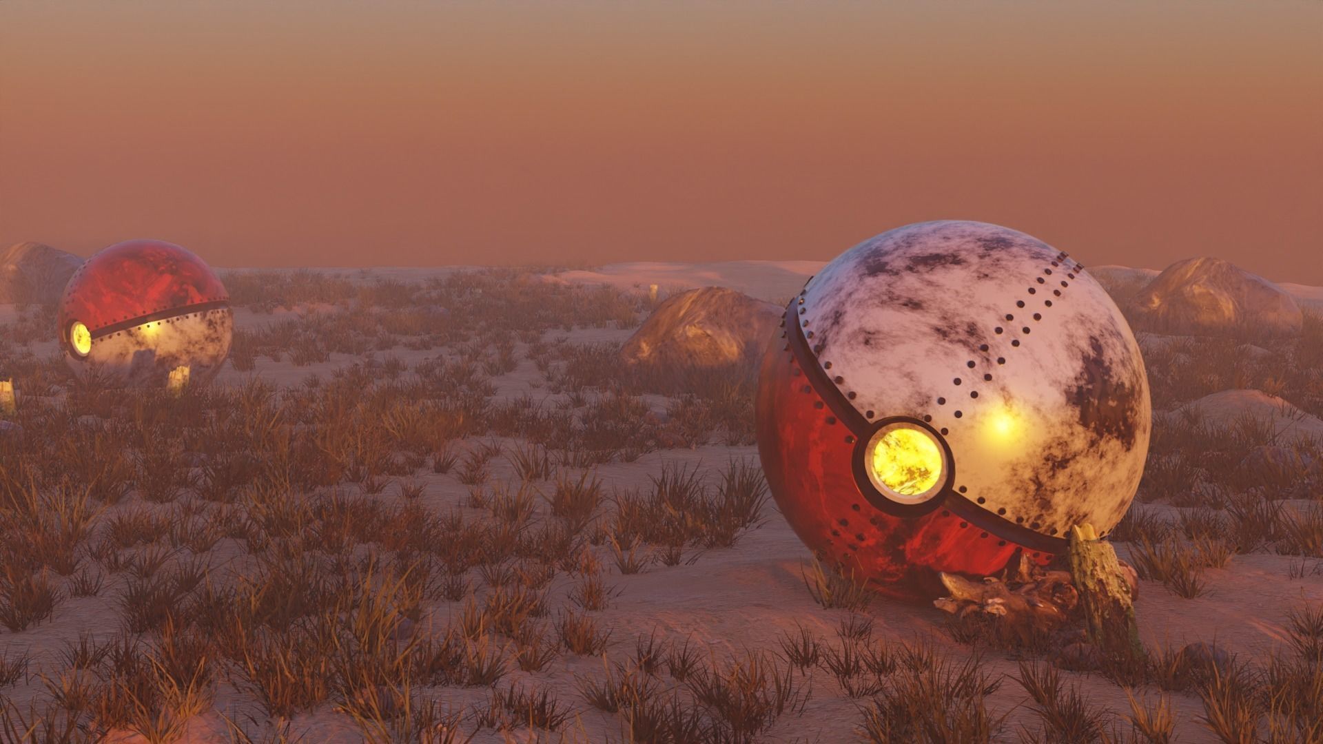 Broken Pokeball 3D model_3