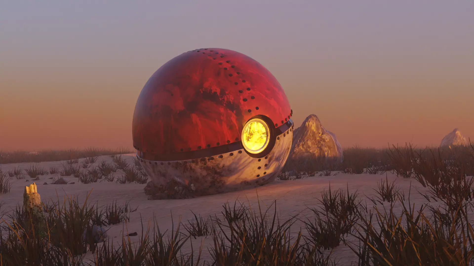 Broken Pokeball 3D model_0