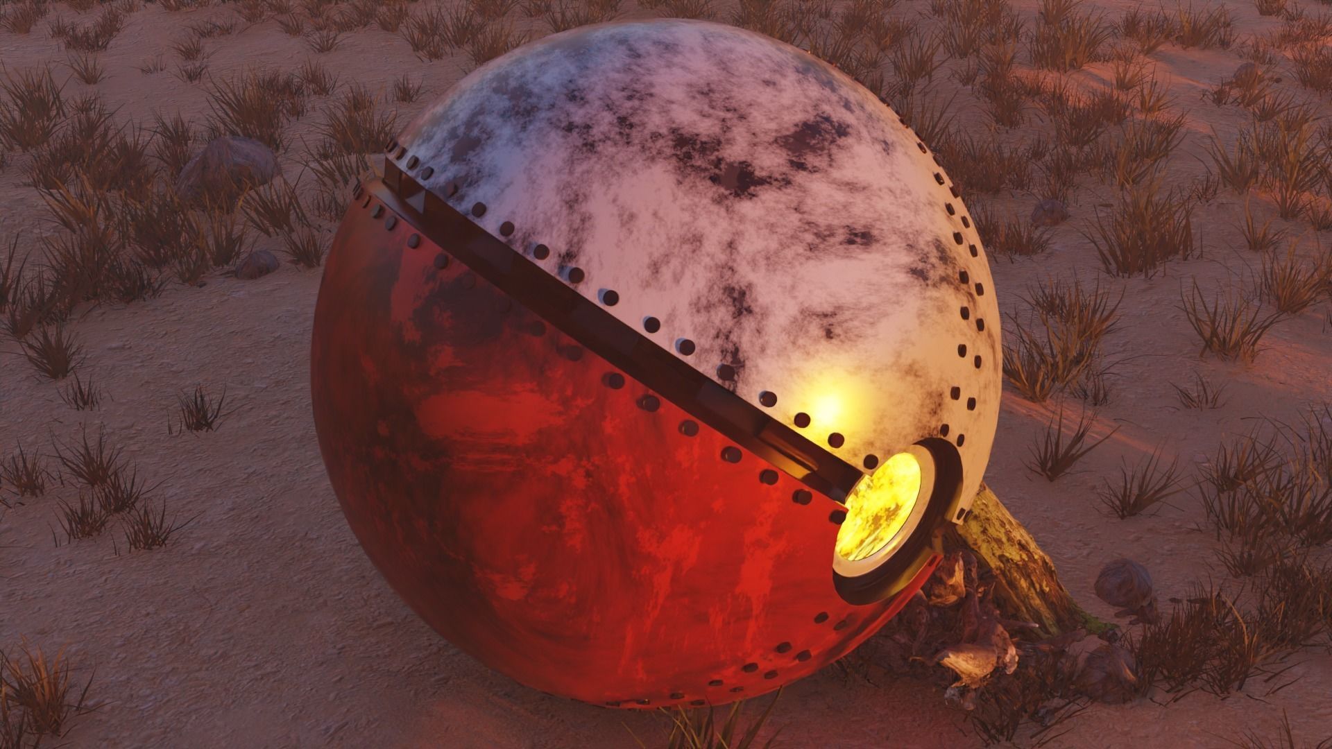 Broken Pokeball 3D model_5