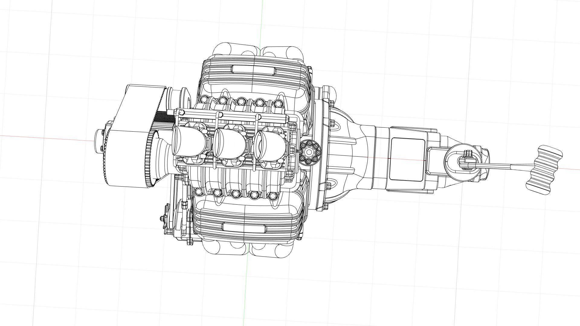 Cartoon V8 vintage engine 3D model_29