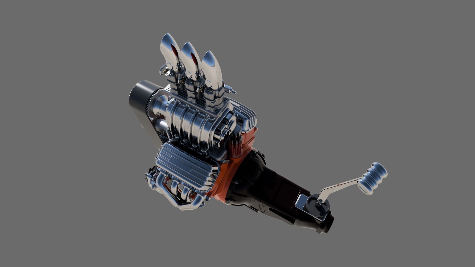 Cartoon V8 vintage engine 3D model_4