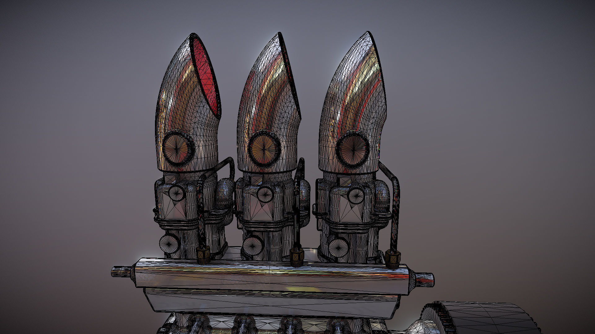 Cartoon V8 vintage engine 3D model_21