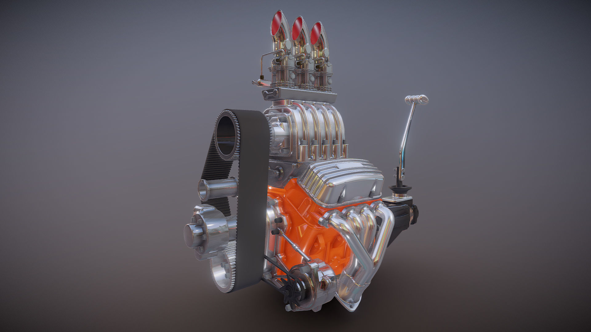 Cartoon V8 vintage engine 3D model_9
