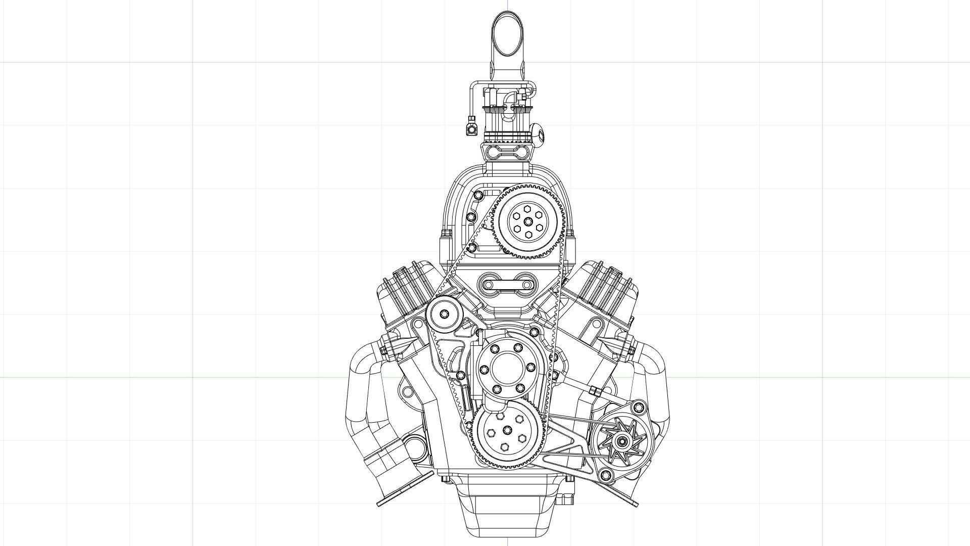 Cartoon V8 vintage engine 3D model_31