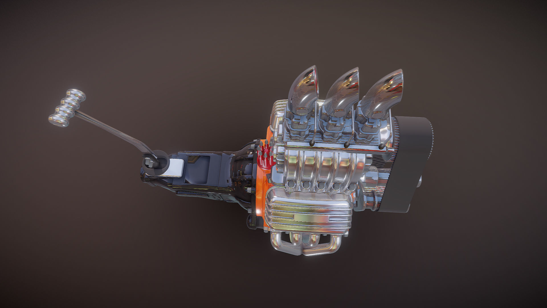 Cartoon V8 vintage engine 3D model_17