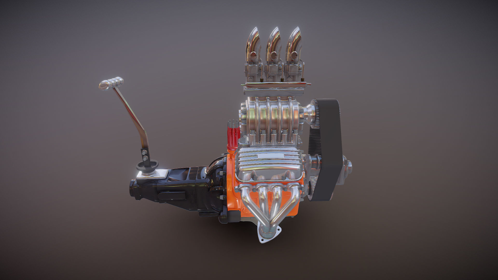 Cartoon V8 vintage engine 3D model_11