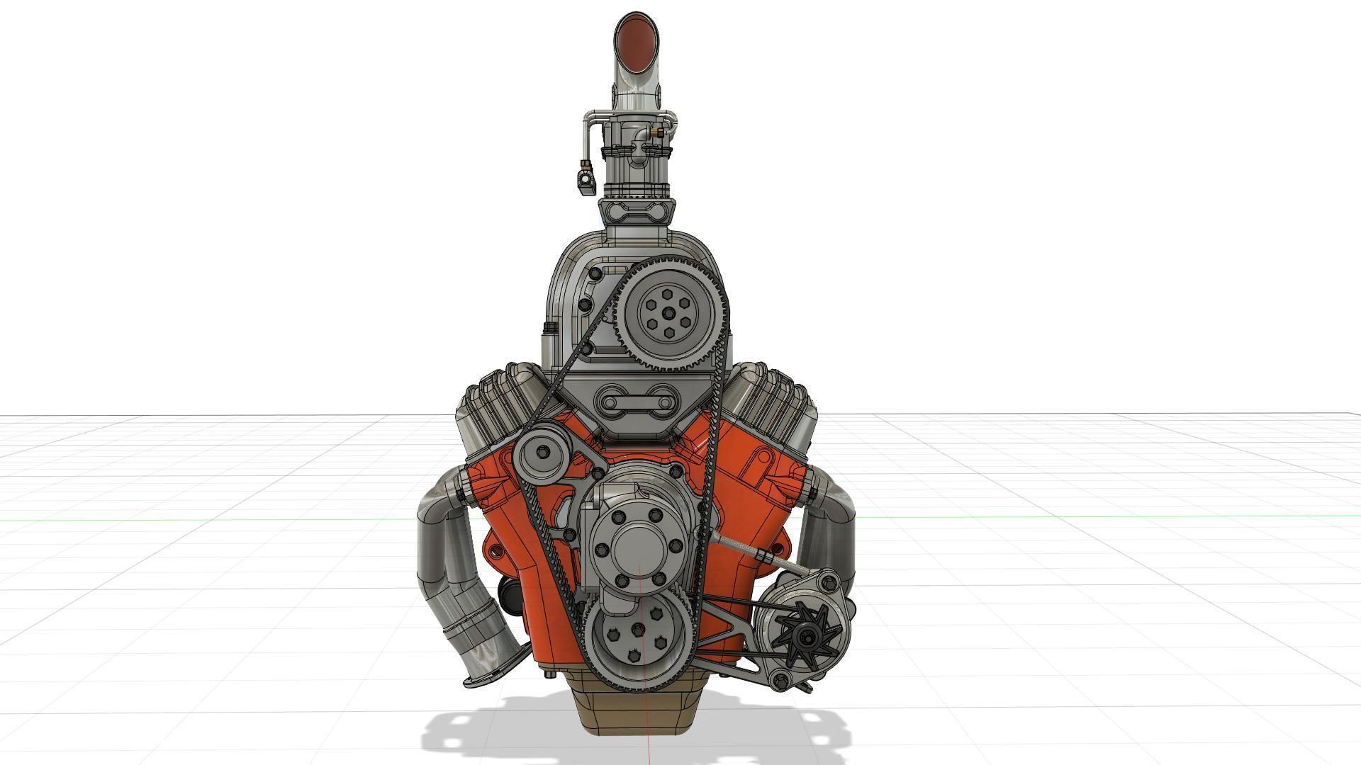 Cartoon V8 vintage engine 3D model_25