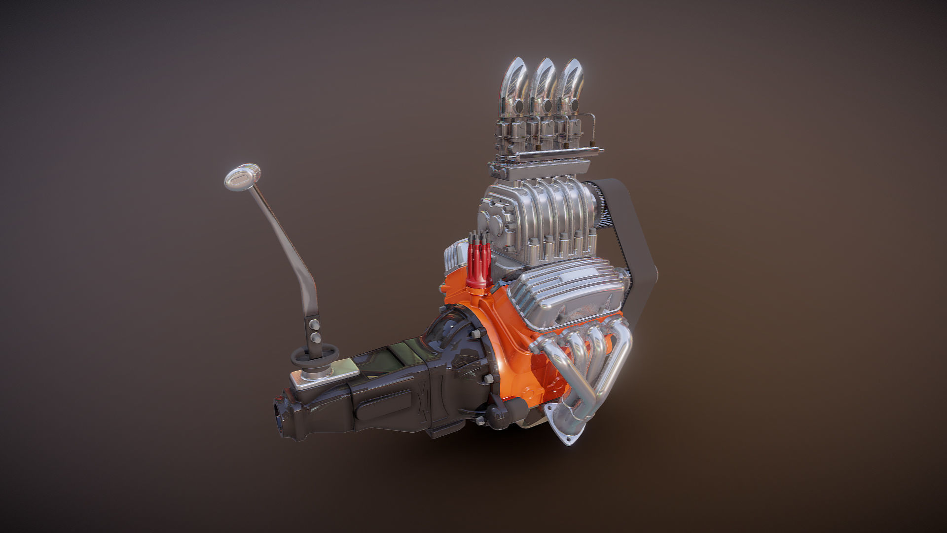 Cartoon V8 vintage engine 3D model_20