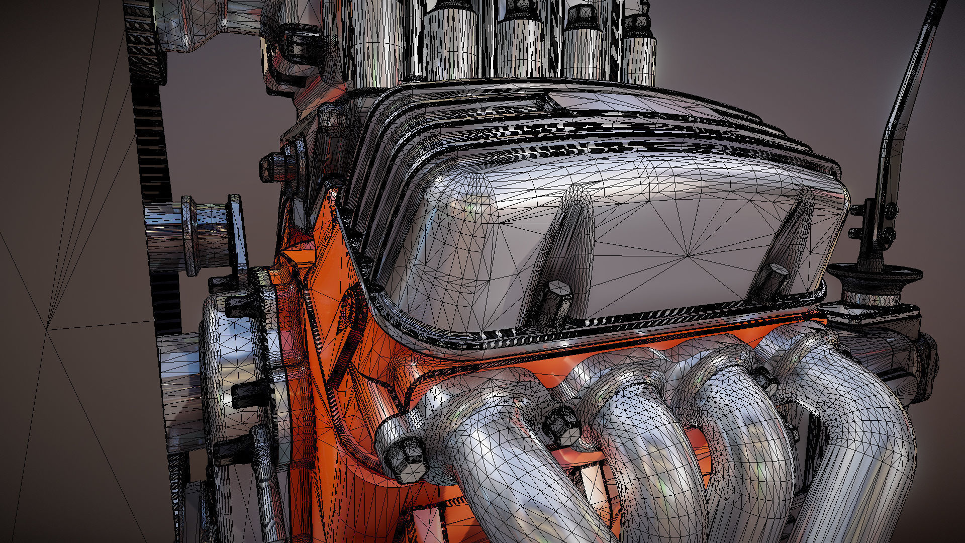 Cartoon V8 vintage engine 3D model_22