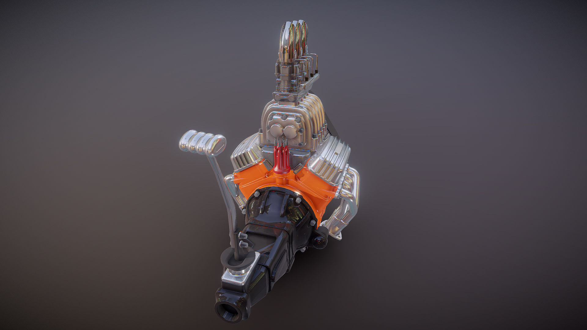 Cartoon V8 vintage engine 3D model_12