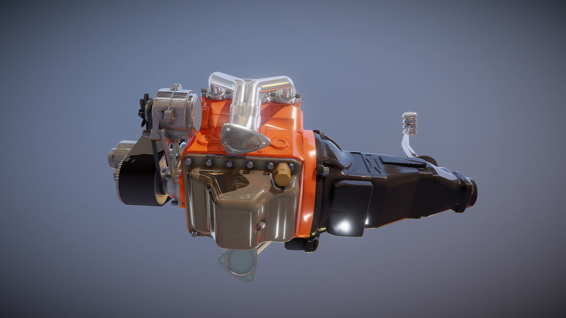 Cartoon V8 vintage engine 3D model_10