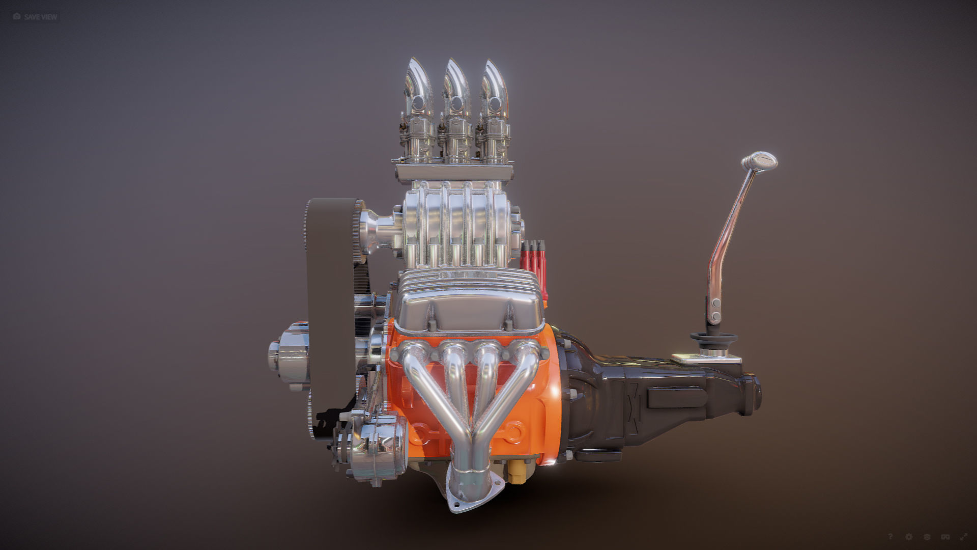 Cartoon V8 vintage engine 3D model_14