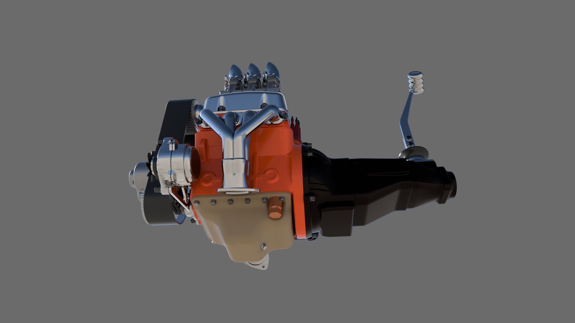 Cartoon V8 vintage engine 3D model_6