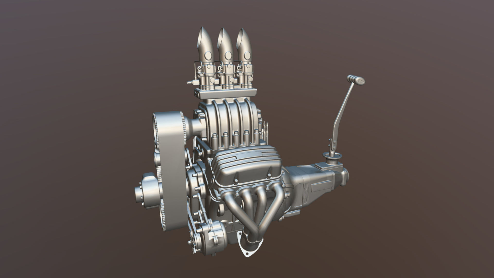 Cartoon V8 vintage engine 3D model_16