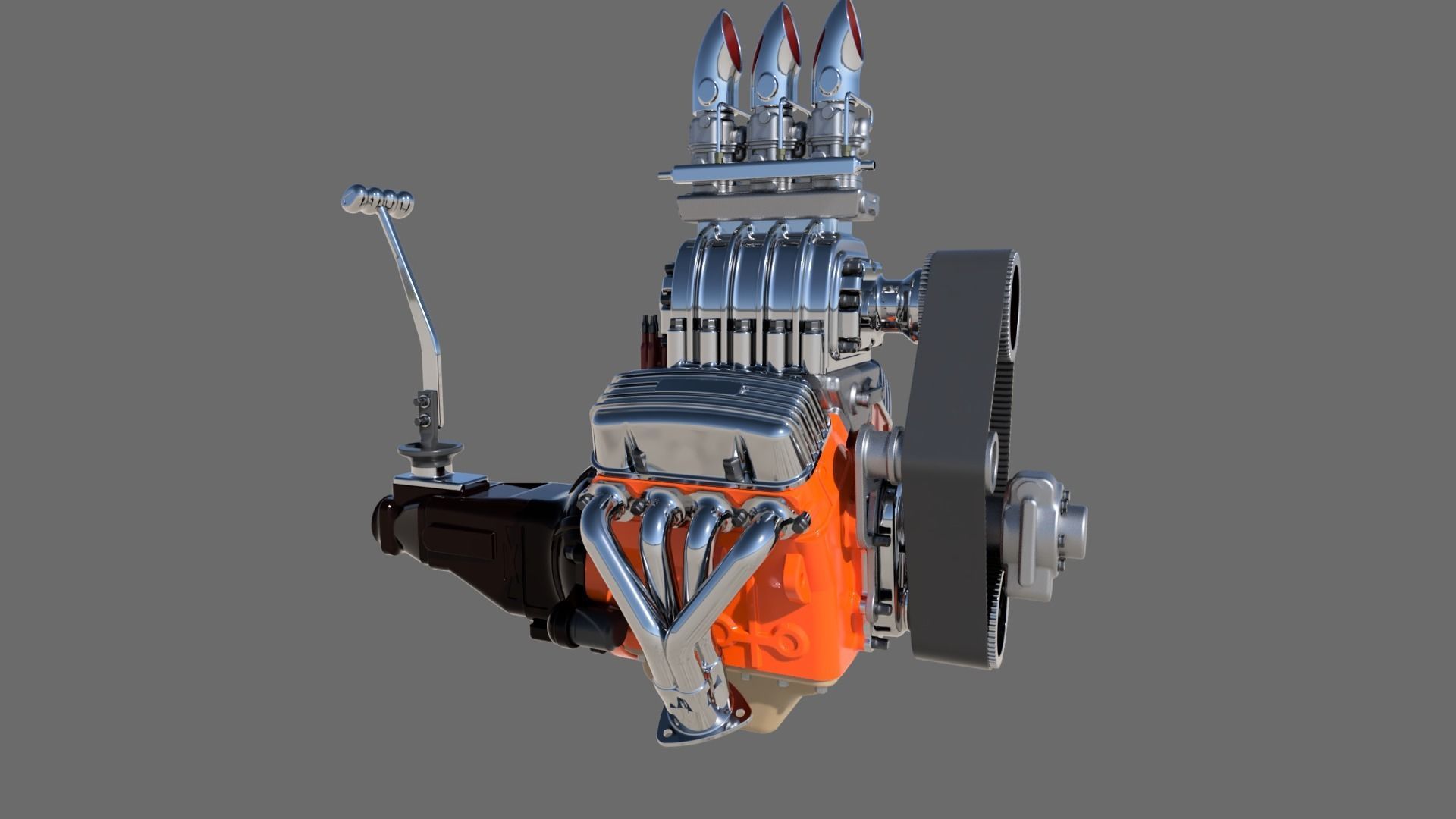 Cartoon V8 vintage engine 3D model_8