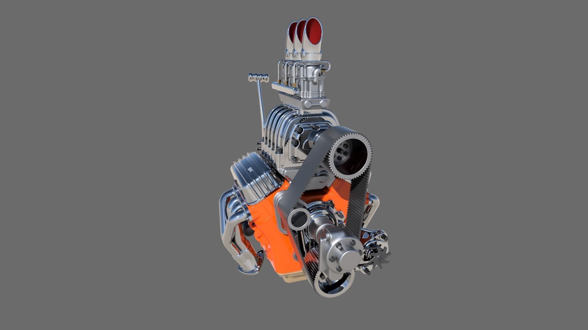 Cartoon V8 vintage engine 3D model_2