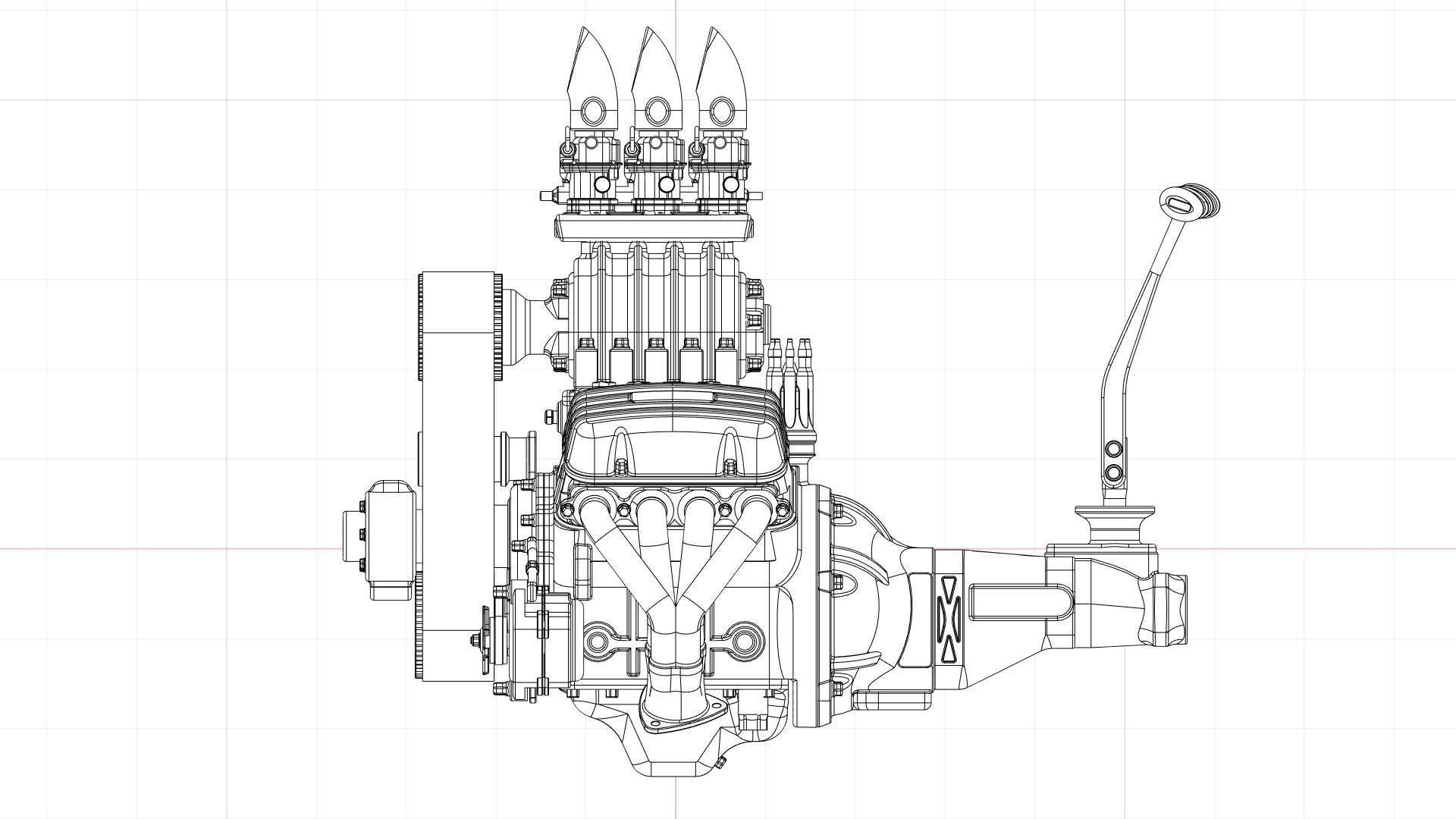 Cartoon V8 vintage engine 3D model_30