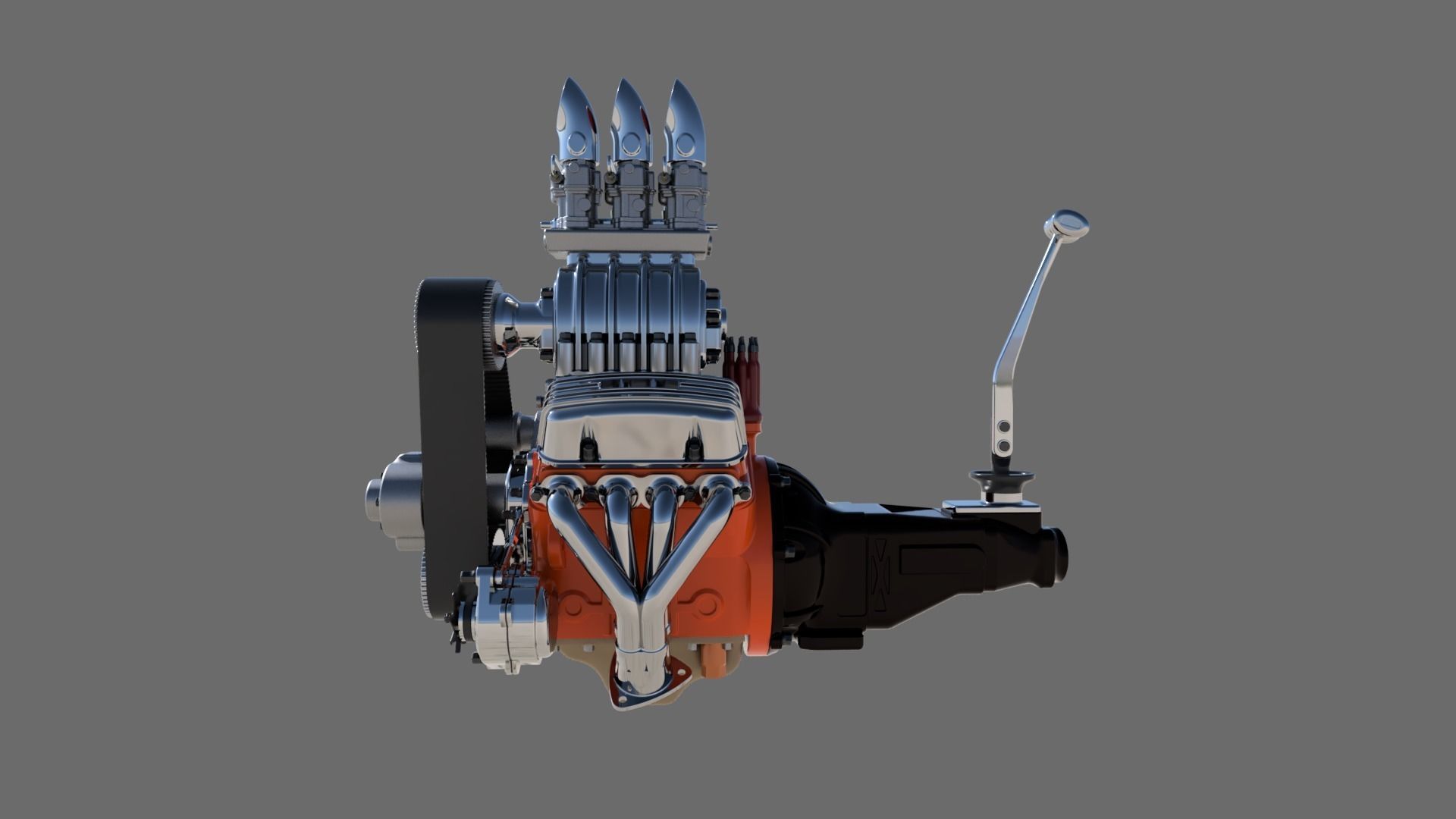 Cartoon V8 vintage engine 3D model_7