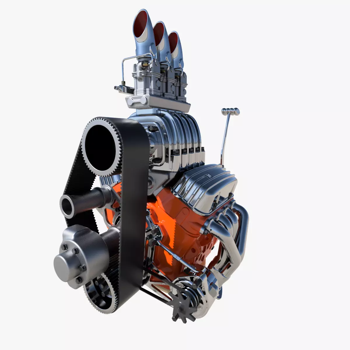 Cartoon V8 vintage engine 3D model_0