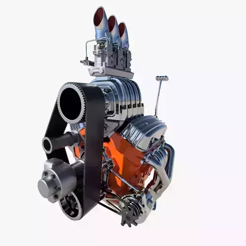 Cartoon V8 vintage engine