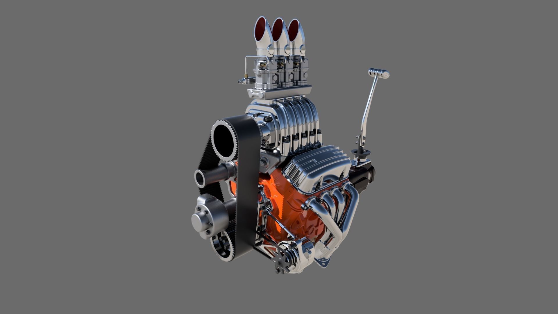 Cartoon V8 vintage engine 3D model_1