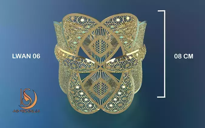 Turkish Arabic Fancy 3d Model Jewelry Bangles Onyx Model LWAN-06