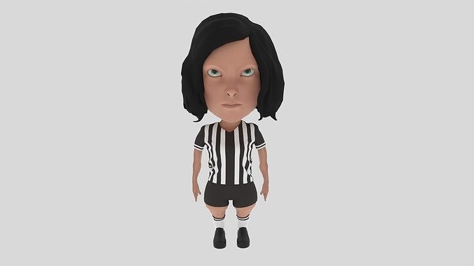 Cartoon Footballer Woman Low-poly 3D model