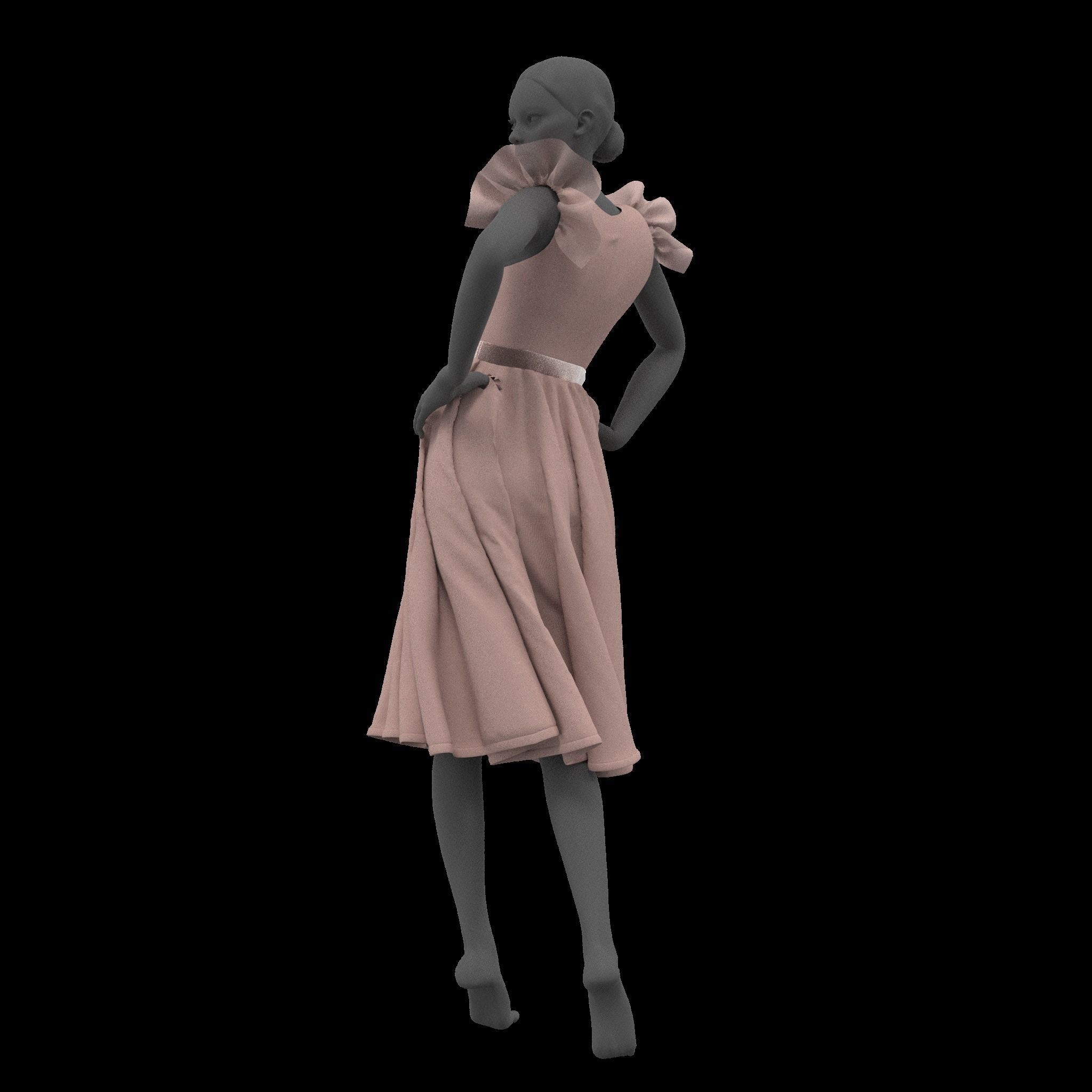 PinkDrees14   MarvelousDesigner CLO3D ZPRJ FBX OBJ MTL Free 3D model_3