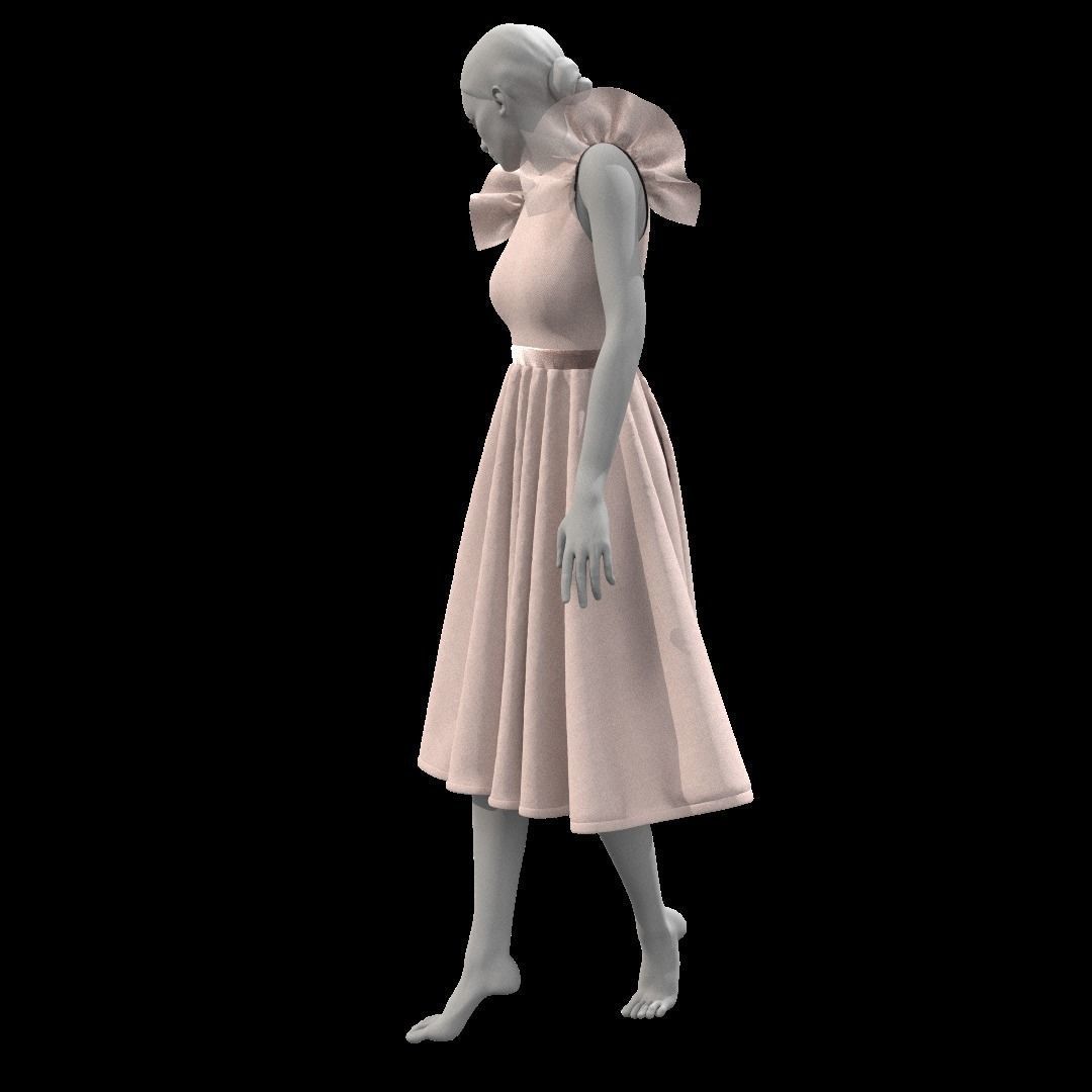 PinkDrees14   MarvelousDesigner CLO3D ZPRJ FBX OBJ MTL Free 3D model_9
