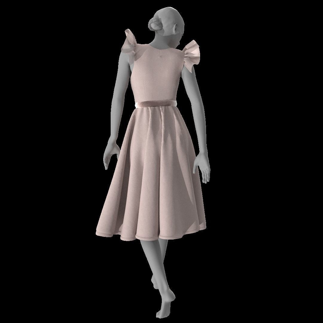 PinkDrees14   MarvelousDesigner CLO3D ZPRJ FBX OBJ MTL Free 3D model_8