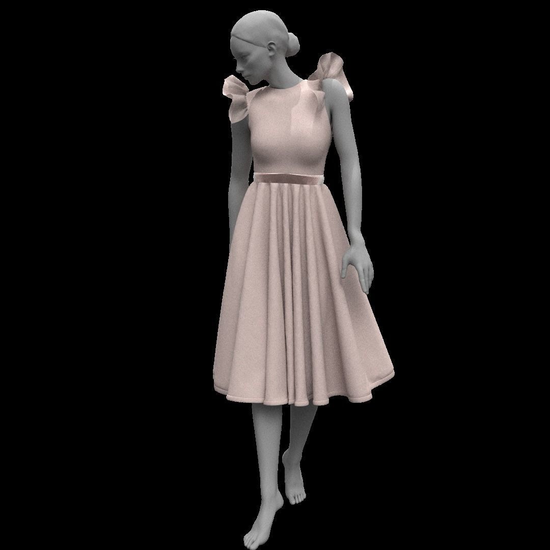 PinkDrees14   MarvelousDesigner CLO3D ZPRJ FBX OBJ MTL Free 3D model_7