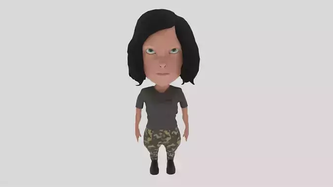 Cartoon Soldier Woman