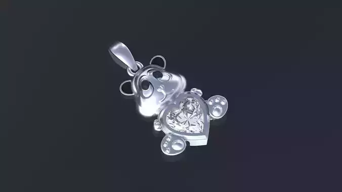 Bear pendant with heart  3D print for CNC or  printer 