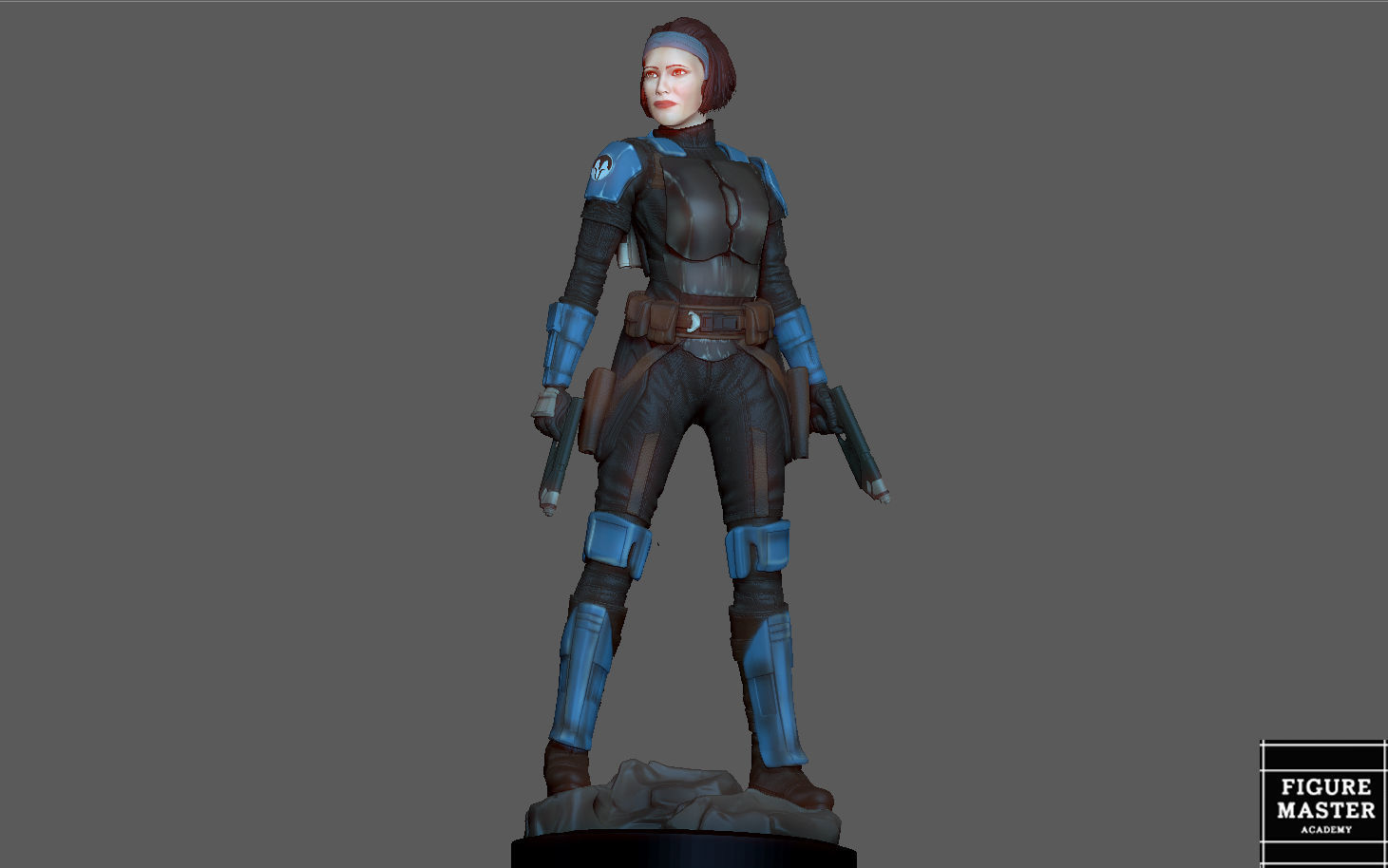 BO KATAN MANDALORIAN DISNEY STATUE 3D PRINT 3D print model_15