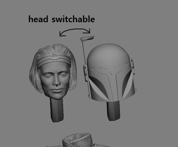 BO KATAN MANDALORIAN DISNEY STATUE 3D PRINT 3D print model_35