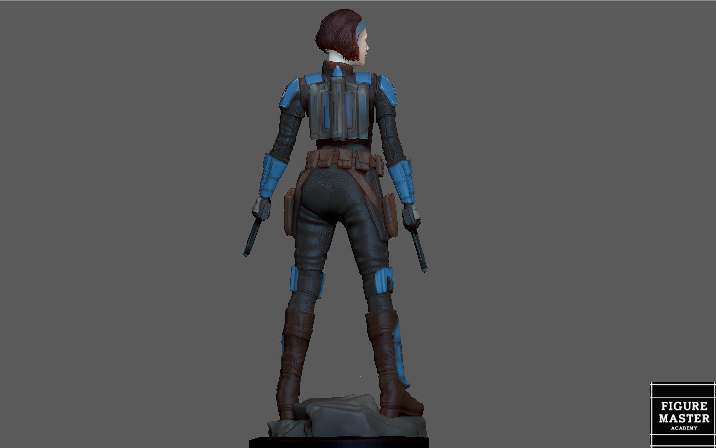 BO KATAN MANDALORIAN DISNEY STATUE 3D PRINT 3D print model_22