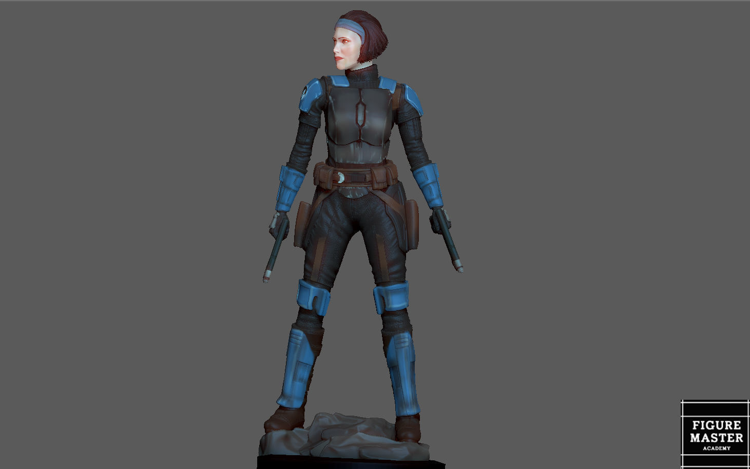 BO KATAN MANDALORIAN DISNEY STATUE 3D PRINT 3D print model_13