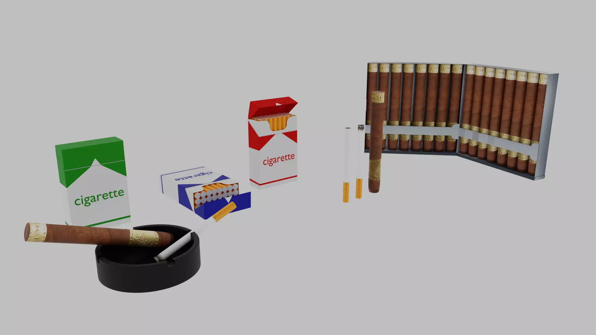 Cigarette Cigar Low-poly 3D model