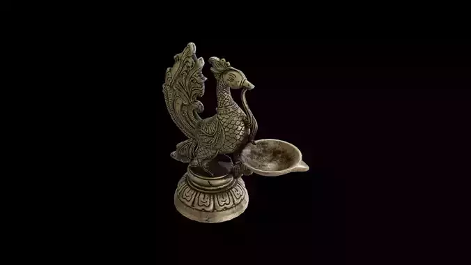 Old Tibet Brass Hand Carved Peacock Statue Candle Holder