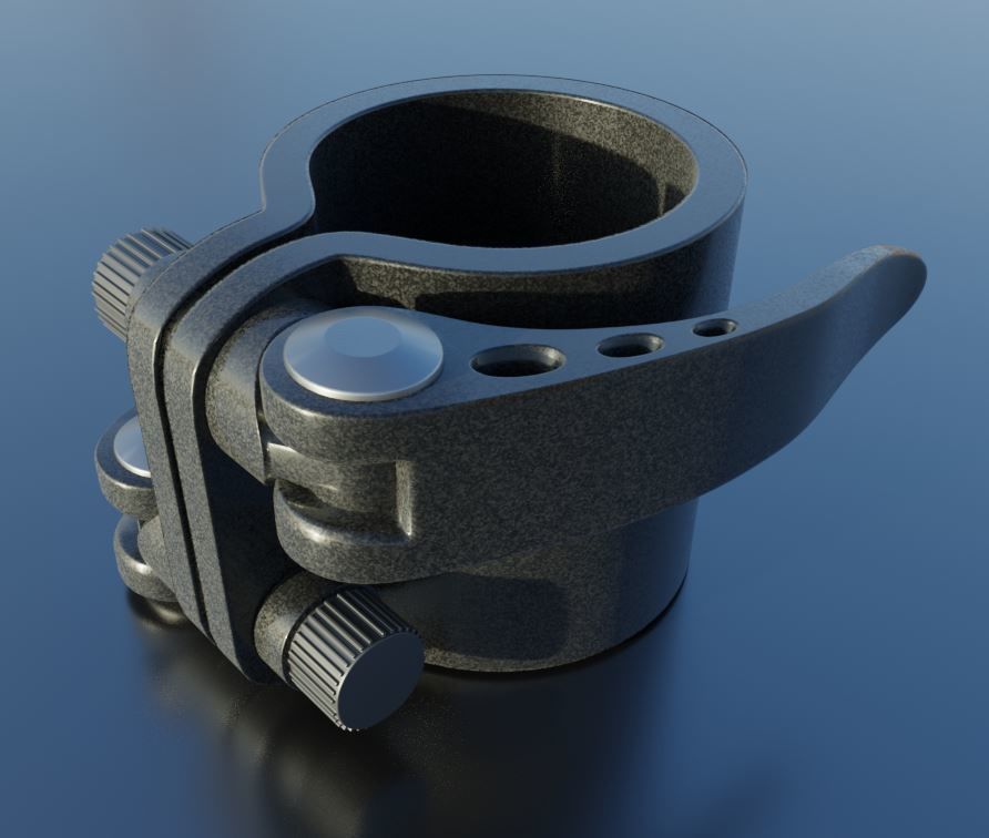 E-Scooter Quick Release Clamp with Procedural PBR Material 3D model_6