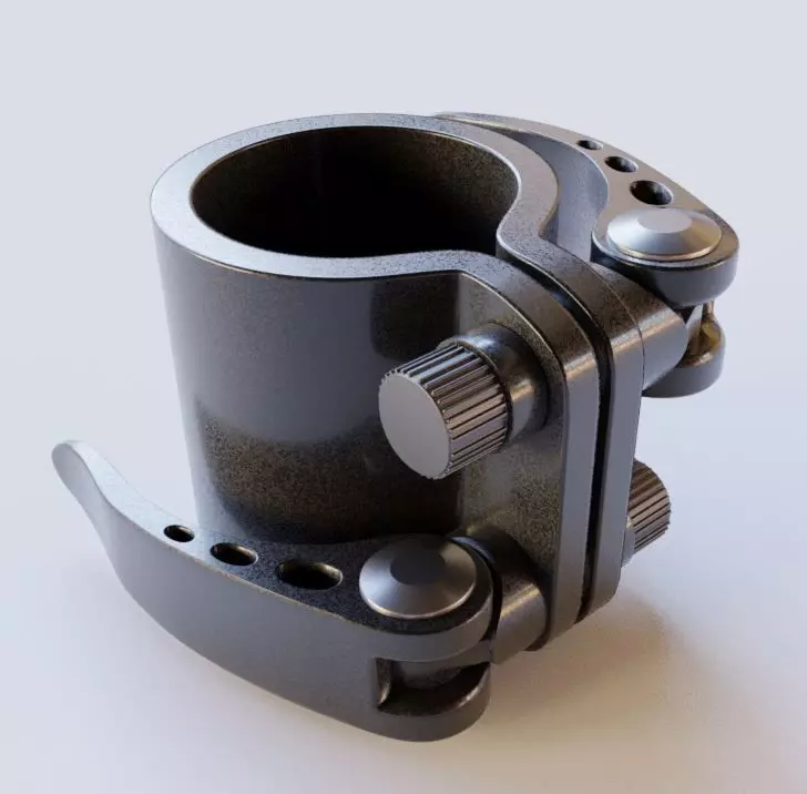 E-Scooter Quick Release Clamp with Procedural PBR Material 3D model_0