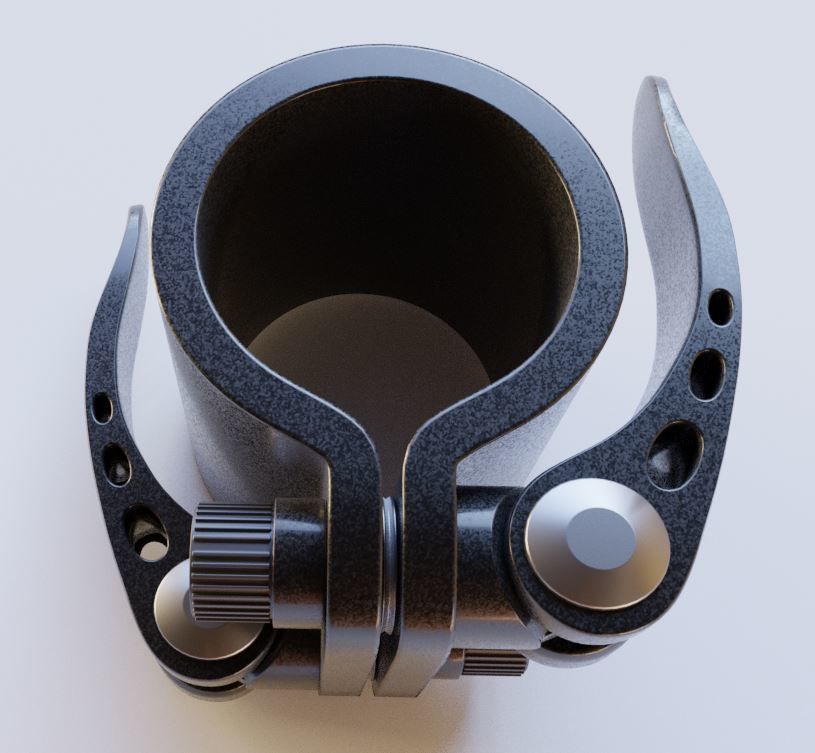 E-Scooter Quick Release Clamp with Procedural PBR Material 3D model_3