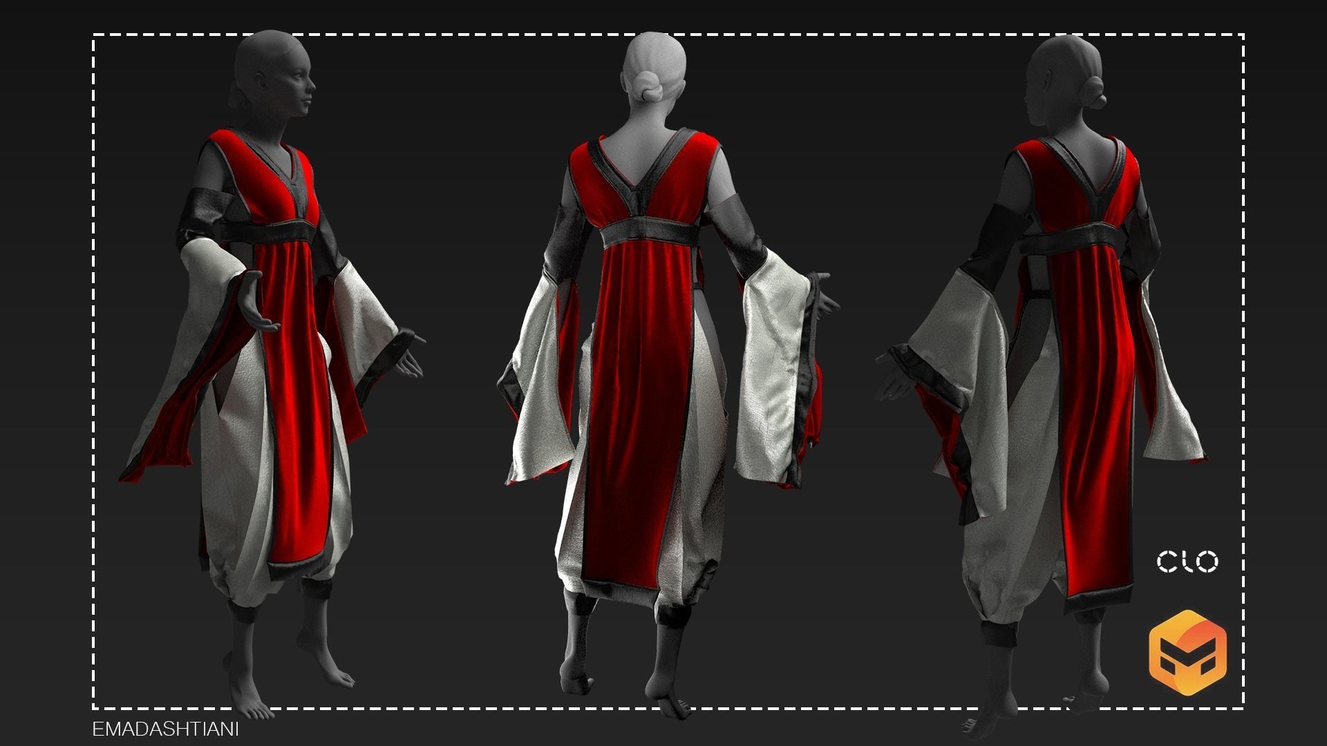 mosco kezuru lost clothing design 新品未使品 Kimono Japanese Clothing 17 MarvelousDesigner ZPRJ FBX OBJ MTL 3D