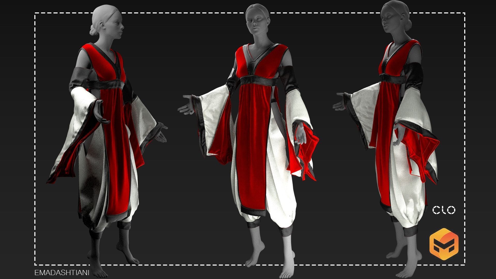 Kimono Japanese Clothing 17 MarvelousDesigner ZPRJ FBX OBJ MTL 3D
