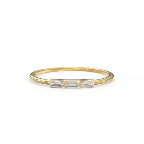 Baguette Diamond Stacking Ring 3 stone Wedding Band